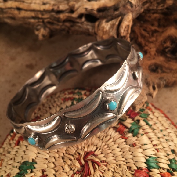Jewelry - Tim Yazzie Navajo Turquoise And Sterling Bangle